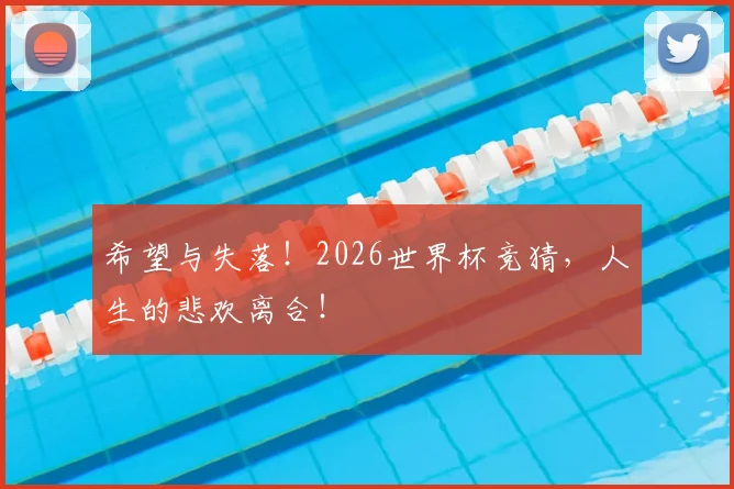 希望与失落！2026世界杯竞猜，人生的悲欢离合！